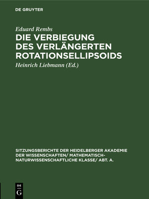 cover image of Die Verbiegung des verlängerten Rotationsellipsoids